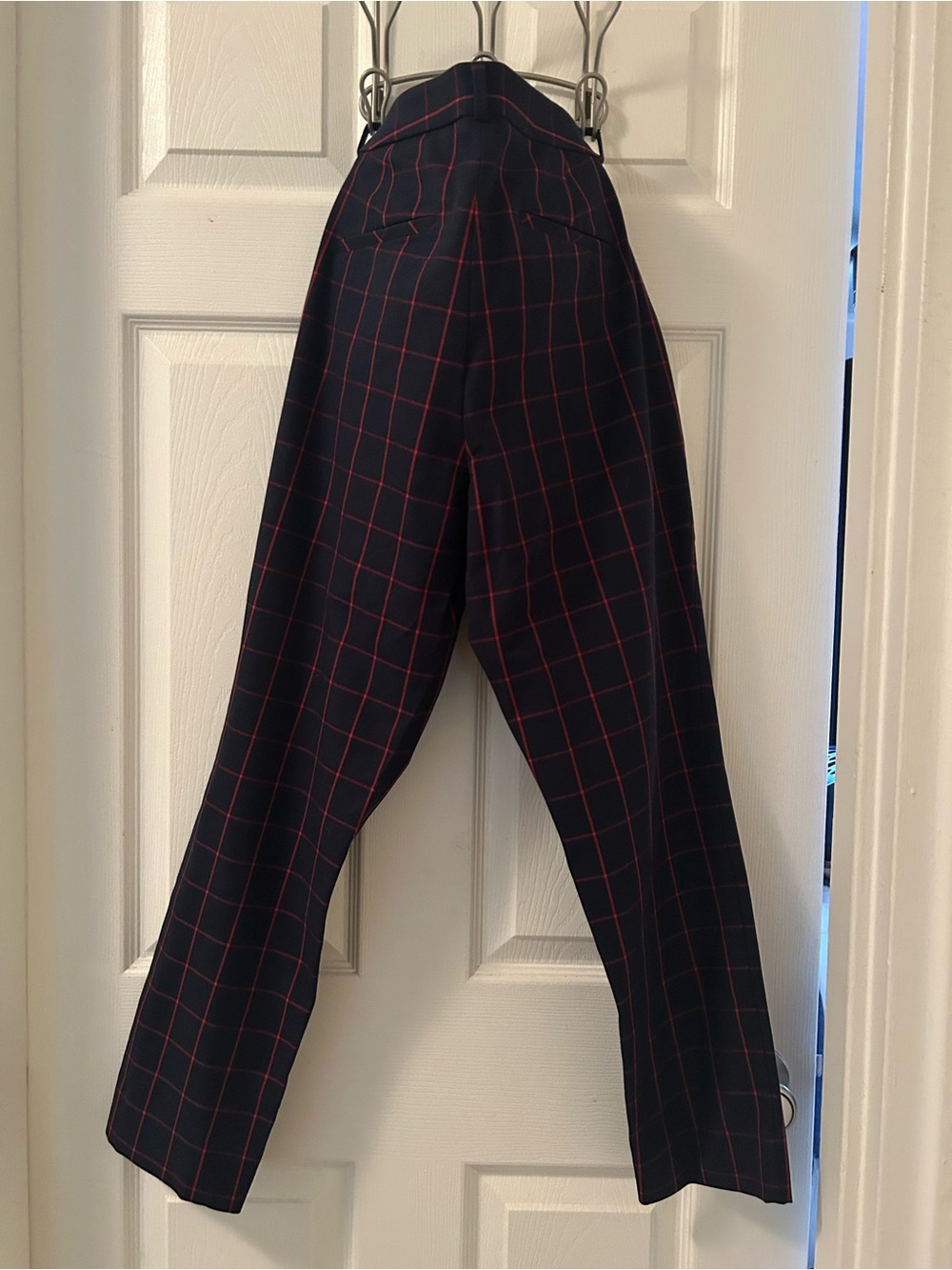 Banana Republic Navy Trousers with Red Windowpane Plaid